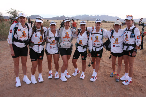 Robyn (third from right) with her Project Athena sisters at an ultra-run in Namibia.