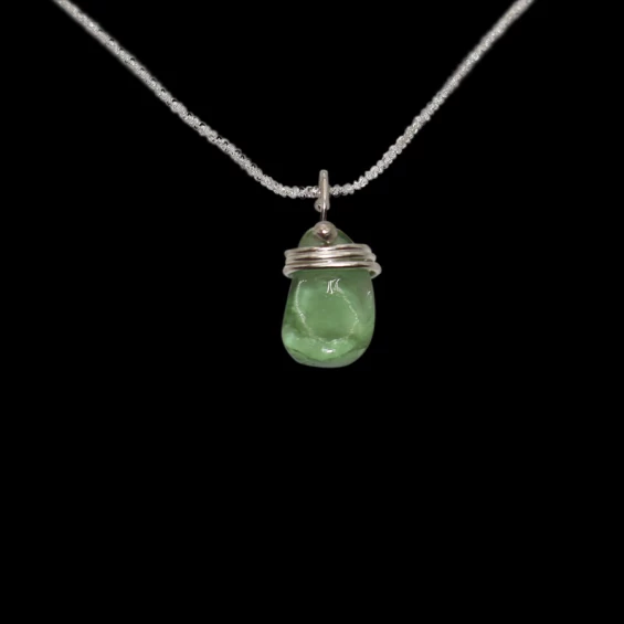 Green sea glass wrap necklace