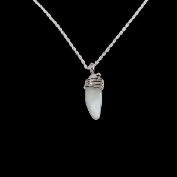Clear Sea Glass silver necklace