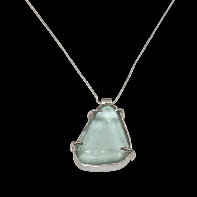 Sea glass triangle necklace