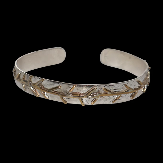 Sterling silver Cuff pressed with branches