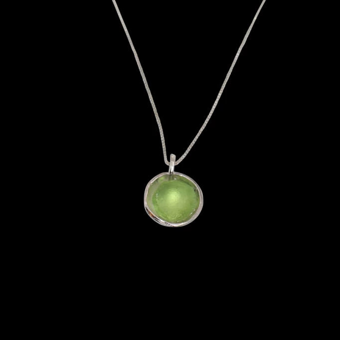 Sterling silver Green Sea glass necklace