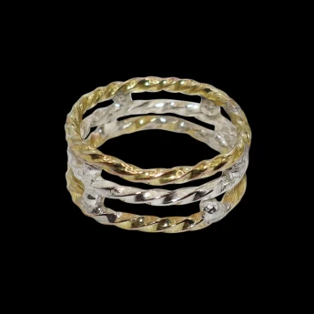 Twisted Gold and Silver Stacked Ring