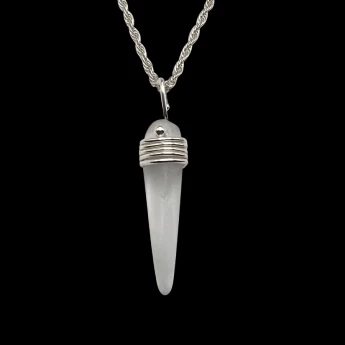 Clear silver wrapped sea glass necklace
