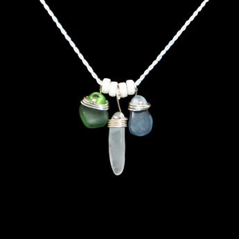 Tri-colored Scottish sea glass necklace