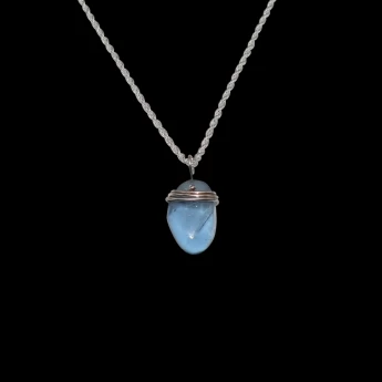 Bright blue sterling silver and sea glass necklace