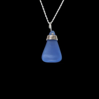 Blue triangle sea glass necklace