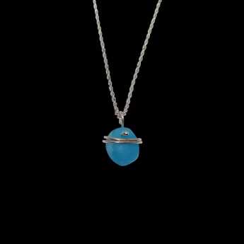 Aqua glass 2 wrap necklace