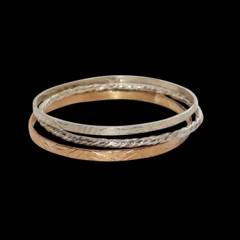 Stacking silver and gold filled bangles - 8" circumfrence