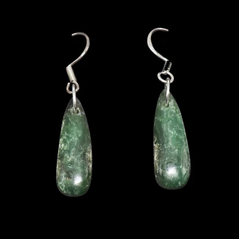 Polished green Kyanite earrings with sterling silver wires