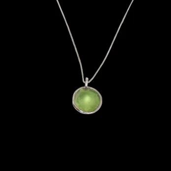 Sterling silver Green Sea glass necklace
