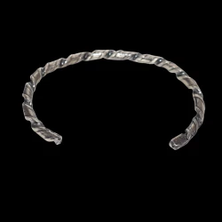 Men's Twisted Sterling Silver Cuff with dark patina finish