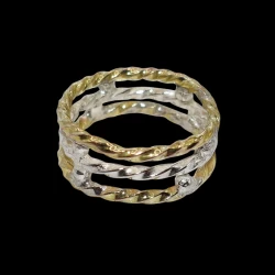 Twisted Gold and Silver Stacked Ring