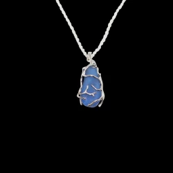 Silver wrapped cobalt sea glass necklace