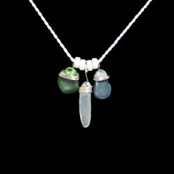 Tri-colored Scottish sea glass necklace