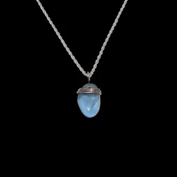 Bright blue sterling silver and sea glass necklace