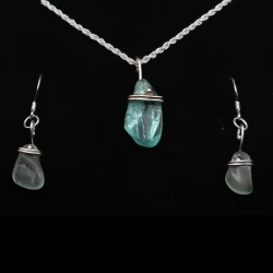 Sea glass earrings and necklace set