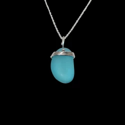 Large blue sea glass necklace
