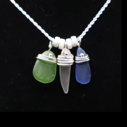 3-colored Scottish sea glass necklace 