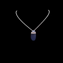 Cobalt oval sea glass Sterling silver wrapped necklace