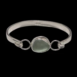 Women's sterling silver bracelet with pale green sea glass