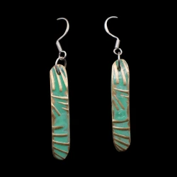 Brass Earrings with pastel green patina wash