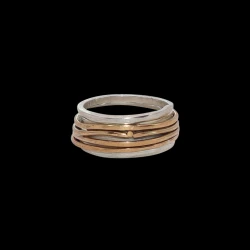 Chunky silver ring with square gold filled wire 