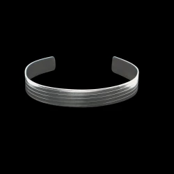 Men's five groove sterling silver cuff bracelet